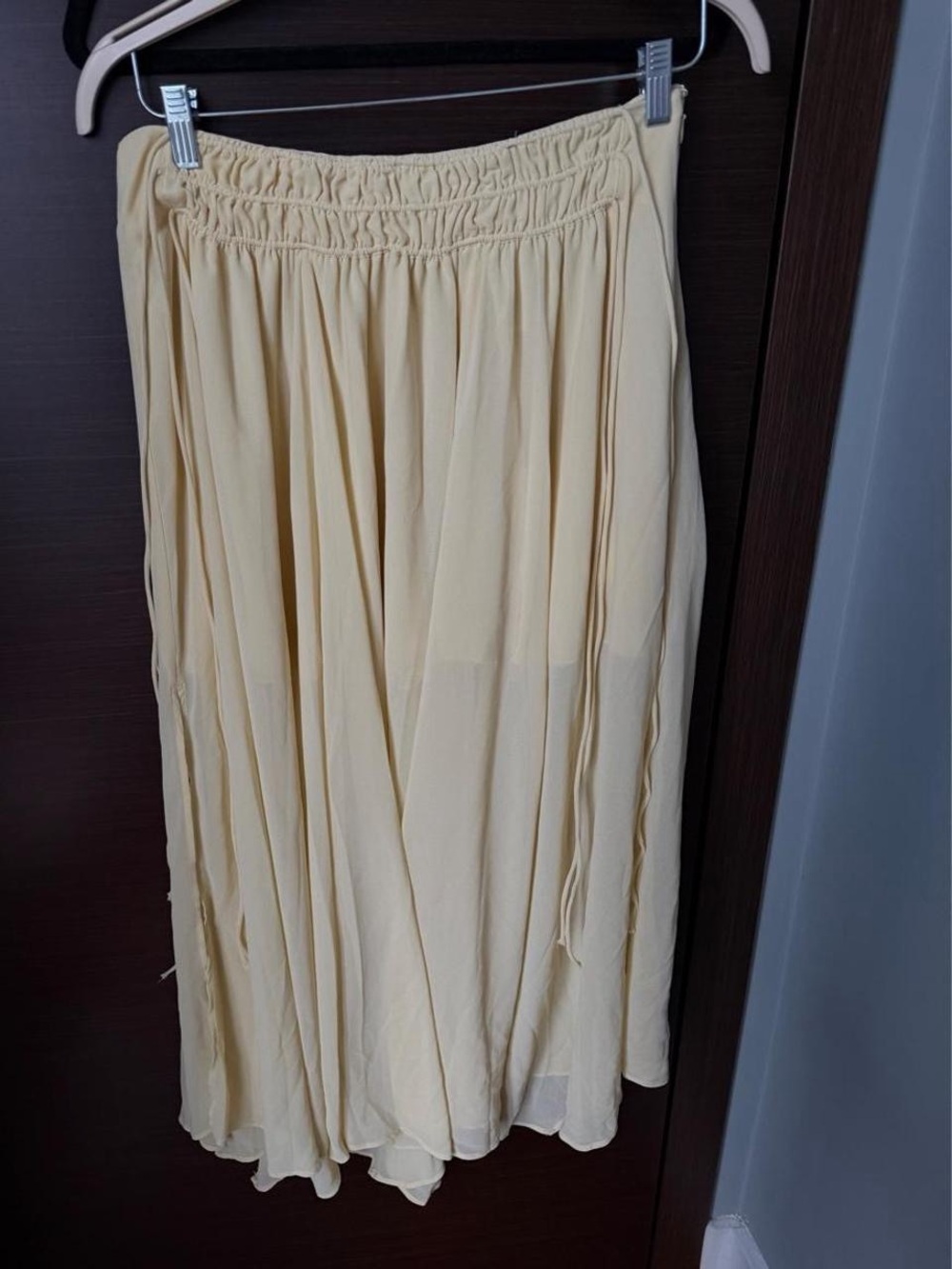 H&M Cream Smocked-Waist Maxi Skirt